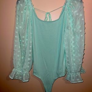 Mint polka dot bodysuit